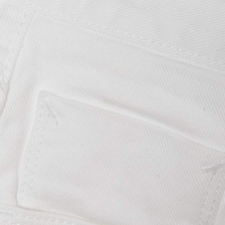 Pre Owned Fendi White Denim Logo Printed Jeans L Waist 31"