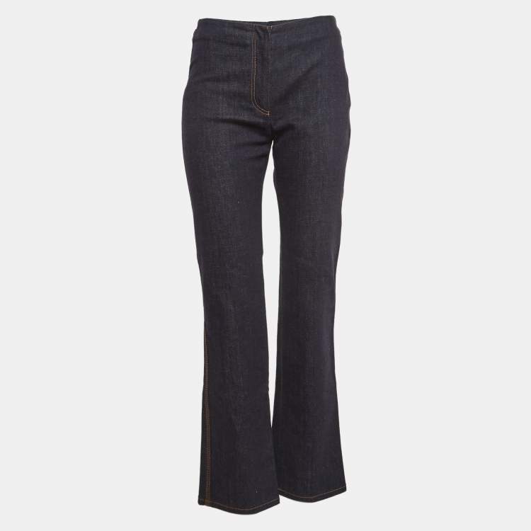 Pre Owned Fendi Navy Blue Denim High Rise Jeans S Waist 28"