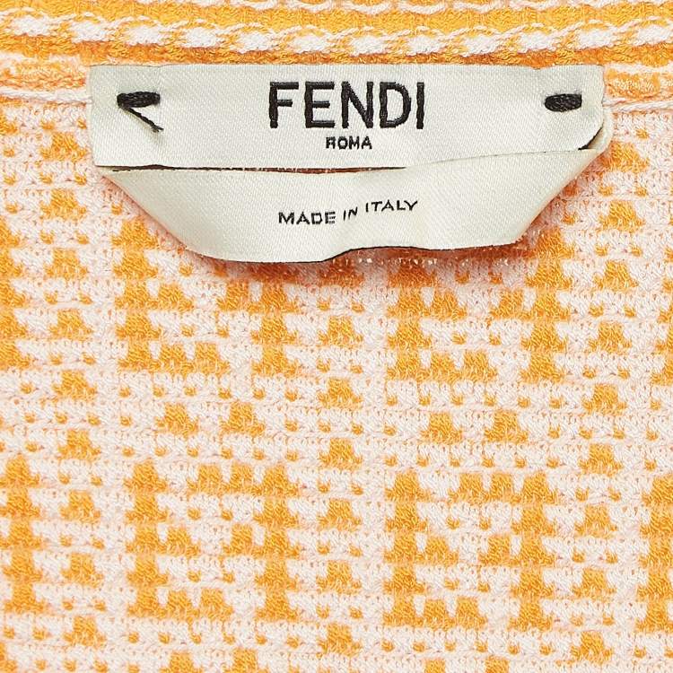 Pre Owned Fendi Orange Zucca Knit Mini Bodycon Dress M
