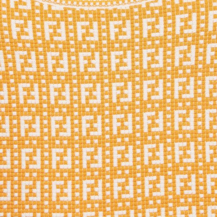 Pre Owned Fendi Orange Zucca Knit Mini Bodycon Dress M
