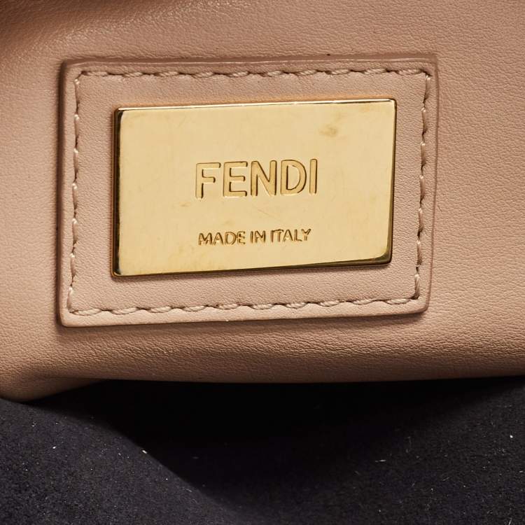 Pre Owned Fendi Navy Blue Leather Medium Peekaboo Top Handle Bag