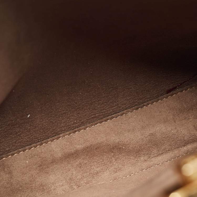 Pre Owned Fendi Beige Leather Medium Peekaboo Top Handle Bag