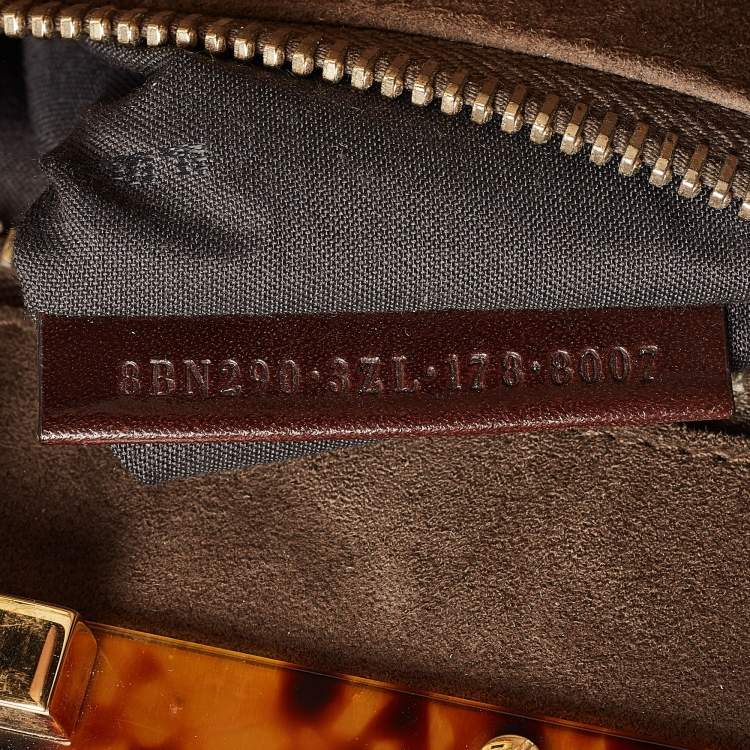 Pre Owned Fendi Beige Leather Medium Peekaboo Top Handle Bag