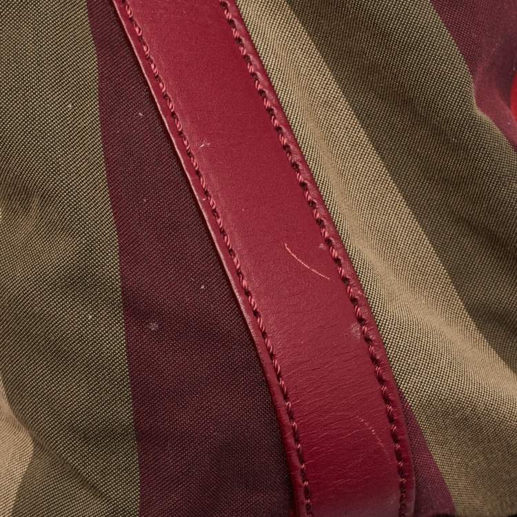 Pre Owned Fendi Multicolor Fabric and Leather Large Pequin Striped Hobo