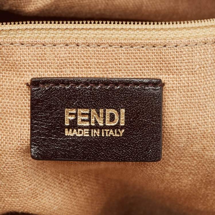 Pre Owned Fendi Multicolor Fabric and Leather Large Pequin Striped Hobo