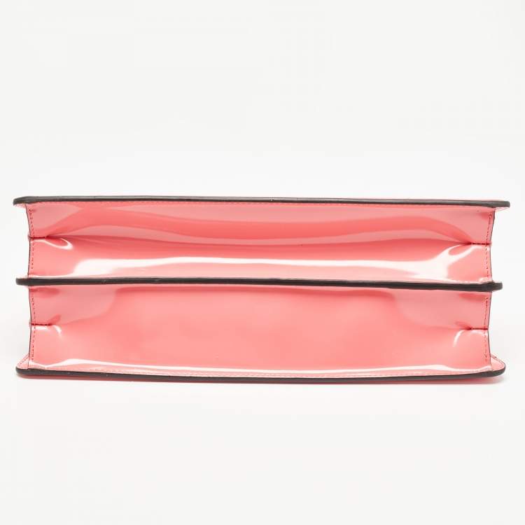 Pre Owned Fendi Pink Patent Leather Medium Peekaboo Cut Bag