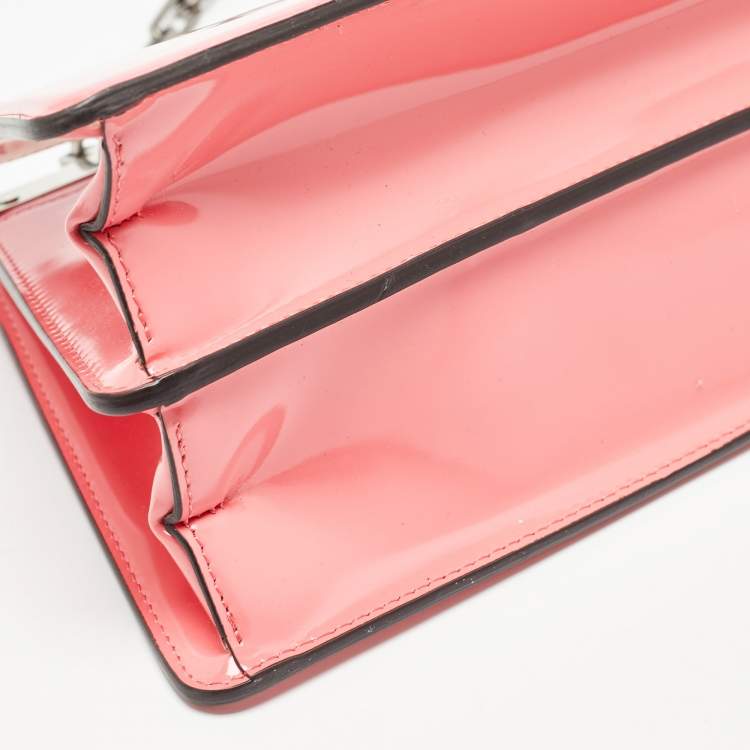 Pre Owned Fendi Pink Patent Leather Medium Peekaboo Cut Bag