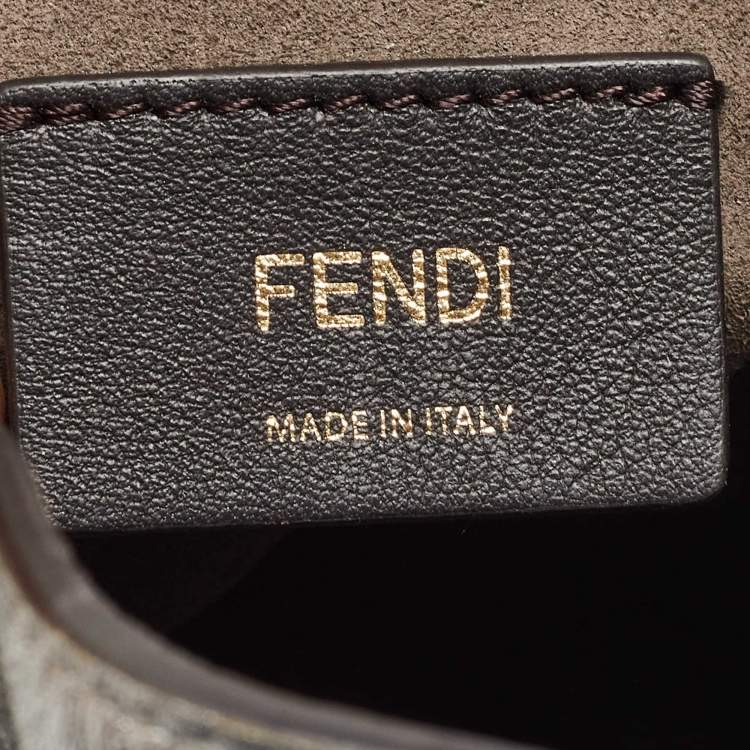 Pre Owned Fendi SIlver Leather Mini Mon Tresor Drawstring Bucket Bag