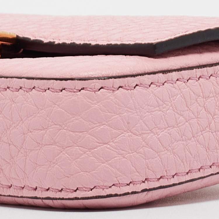 Pre Owned Fendi Pink Leather Nano Baguette Charm Bag