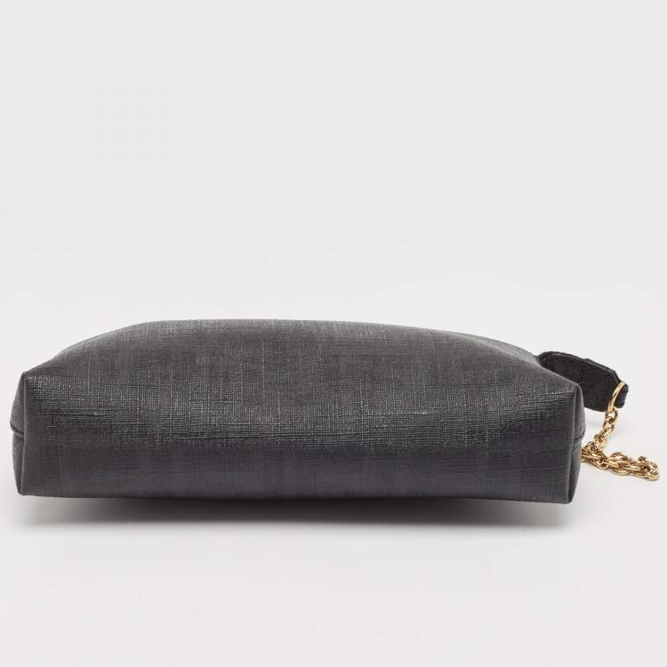 Pre Owned Fendi Black Zucca Coated Canvas Accessories Pochette