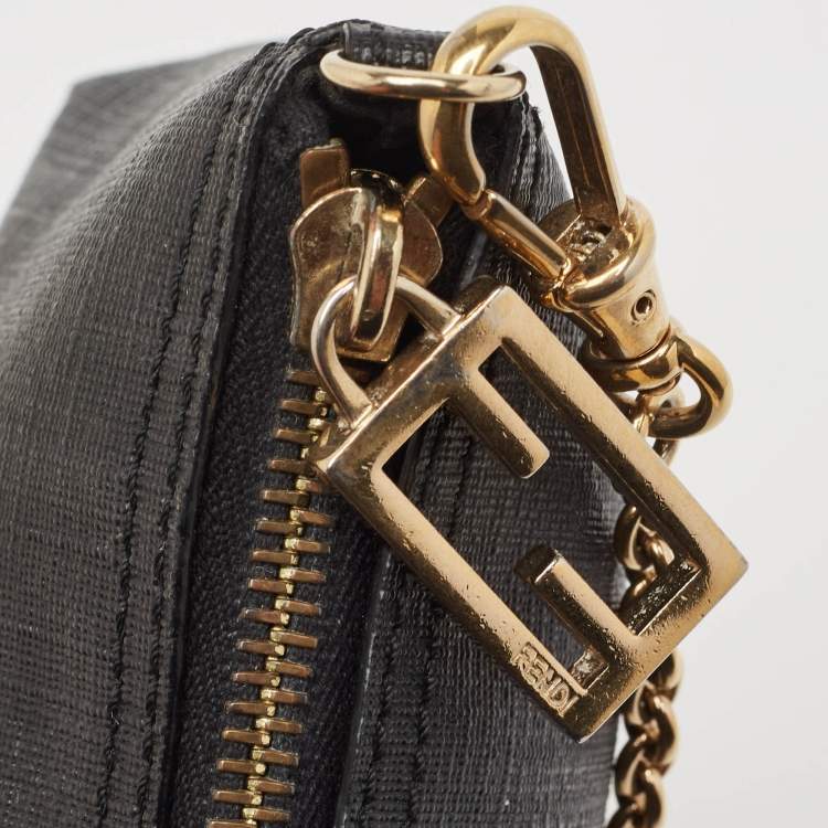 Pre Owned Fendi Black Zucca Coated Canvas Accessories Pochette
