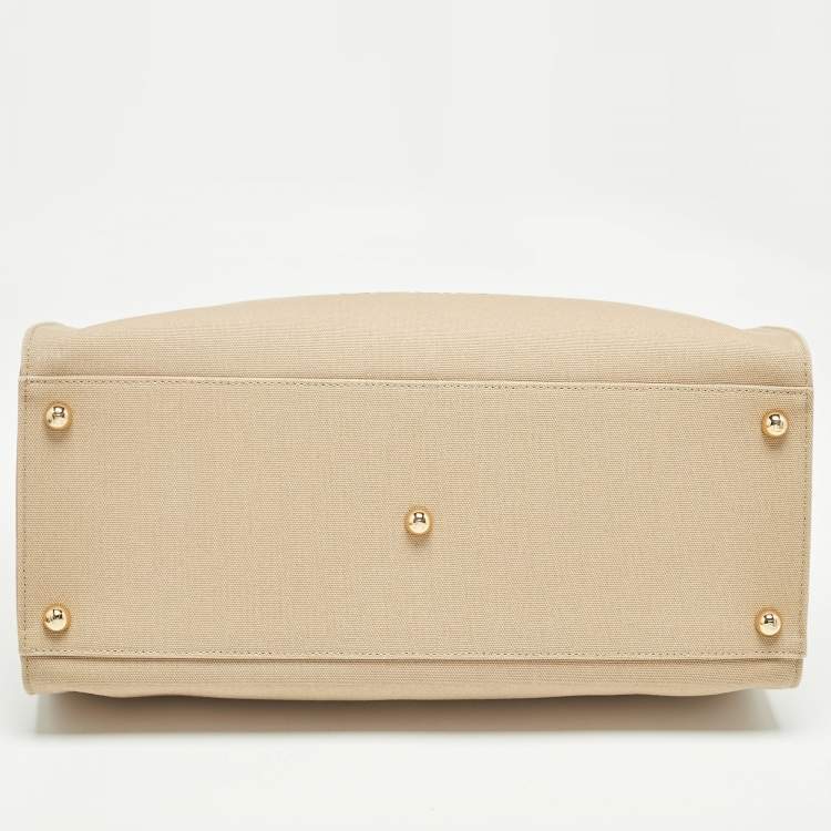 Pre Owned Fendi Beige Canvas Medium Sunshine Tote