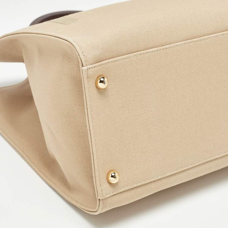 Pre Owned Fendi Beige Canvas Medium Sunshine Tote