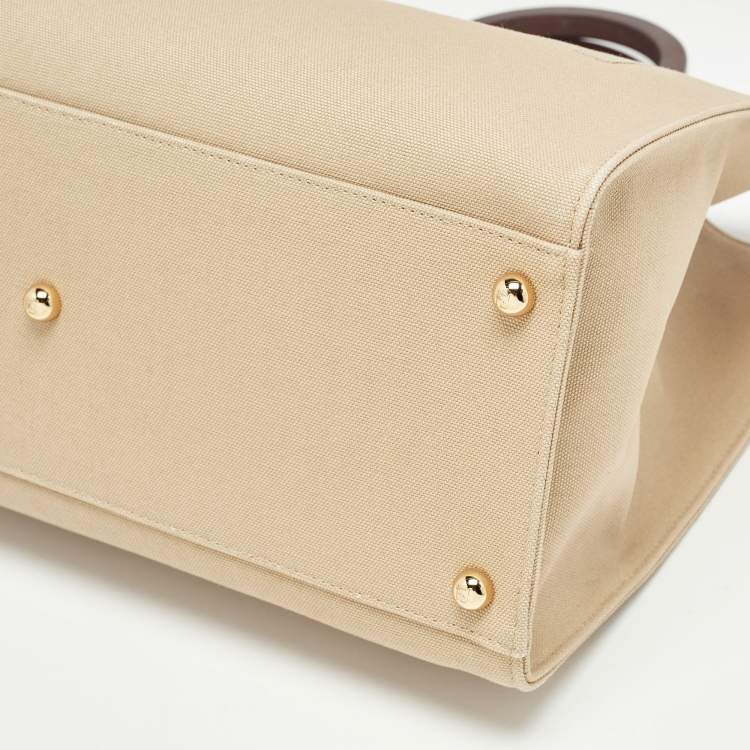 Pre Owned Fendi Beige Canvas Medium Sunshine Tote