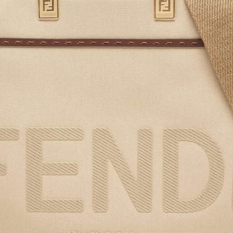 Pre Owned Fendi Beige Canvas Medium Sunshine Tote