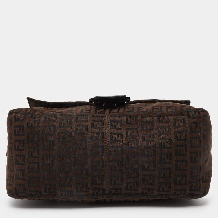 Pre Owned Fendi Brown/Black Zucchino Canvas Mama Forever Shoulder Bag