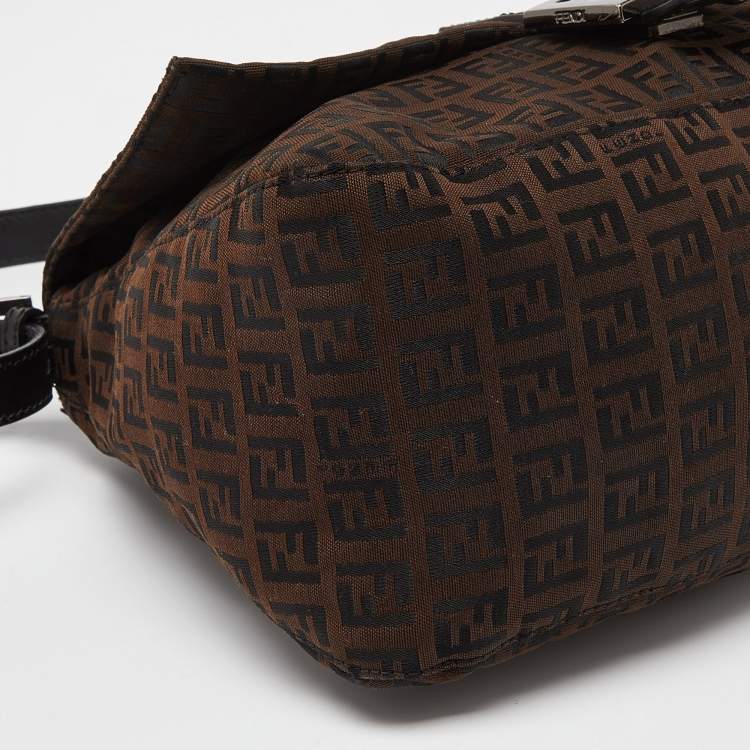 Pre Owned Fendi Brown/Black Zucchino Canvas Mama Forever Shoulder Bag