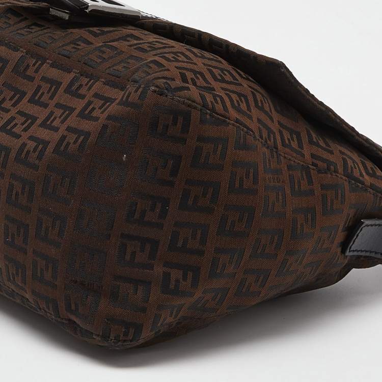 Pre Owned Fendi Brown/Black Zucchino Canvas Mama Forever Shoulder Bag