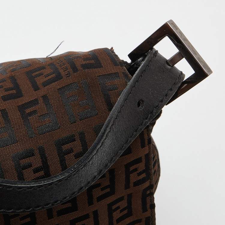 Pre Owned Fendi Brown/Black Zucchino Canvas Mama Forever Shoulder Bag