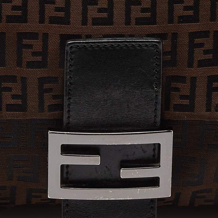 Pre Owned Fendi Brown/Black Zucchino Canvas Mama Forever Shoulder Bag
