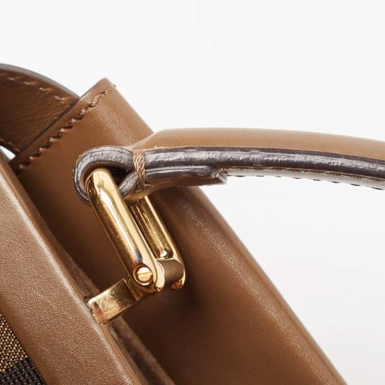 Pre Owned Fendi Brown Leather Medium Peekaboo Top Handle Bag