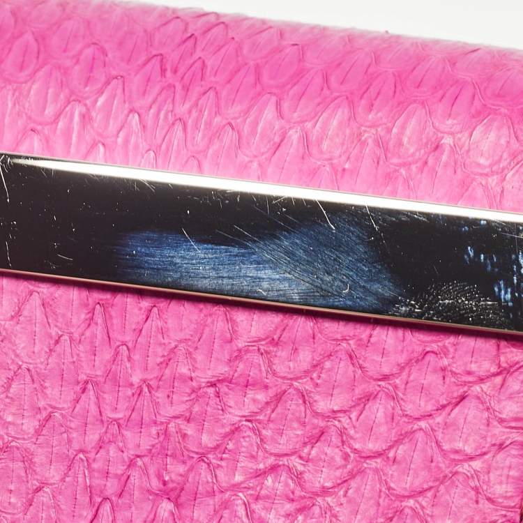 Pre Owned Fendi Purple/Orange Snakeskin Rush Chain Clutch