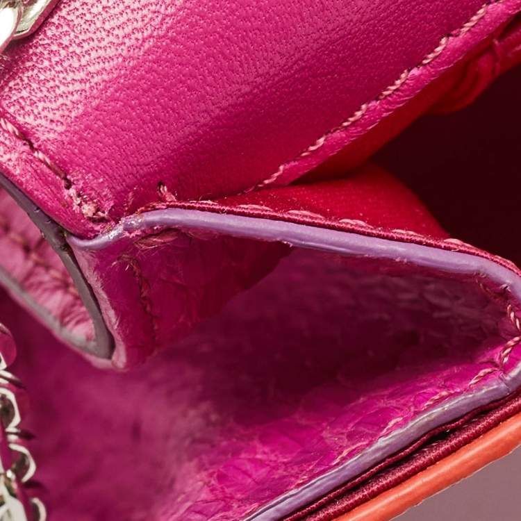 Pre Owned Fendi Purple/Orange Snakeskin Rush Chain Clutch