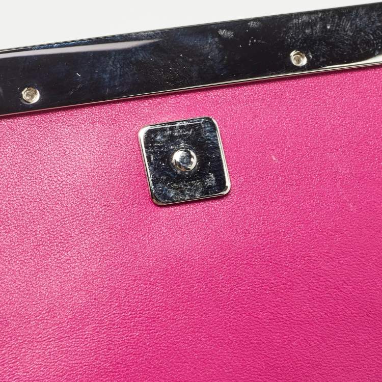 Pre Owned Fendi Purple/Orange Snakeskin Rush Chain Clutch