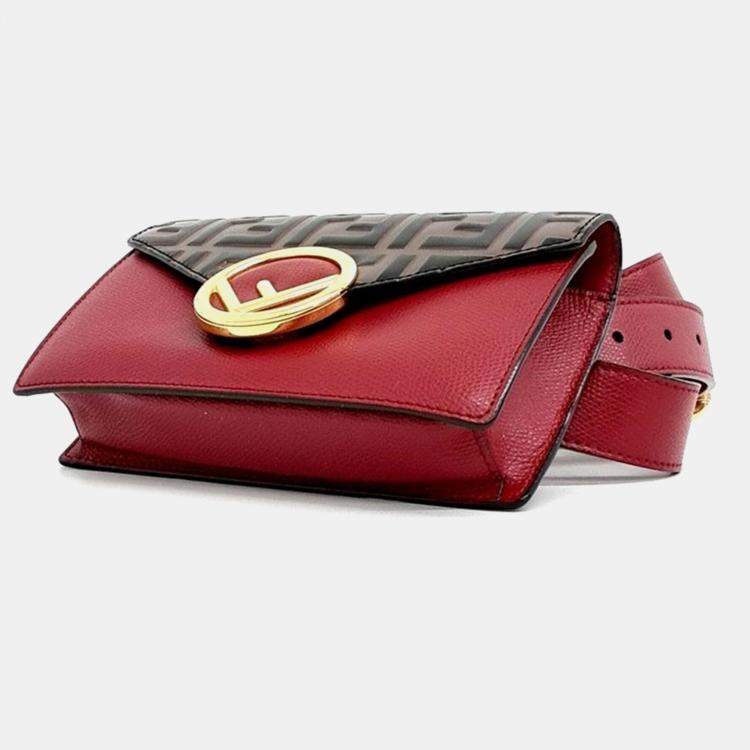 Pre Owned Fendi Brown/red chain mini belt bag 