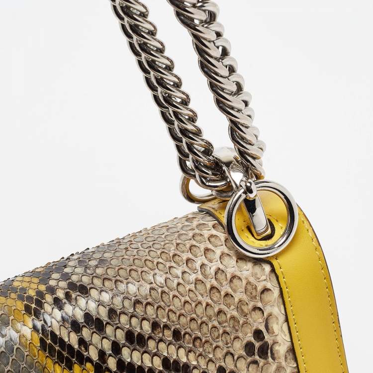 Pre Owned Fendi Multicolor Python and Leather Mini Kan I Shoulder Bag