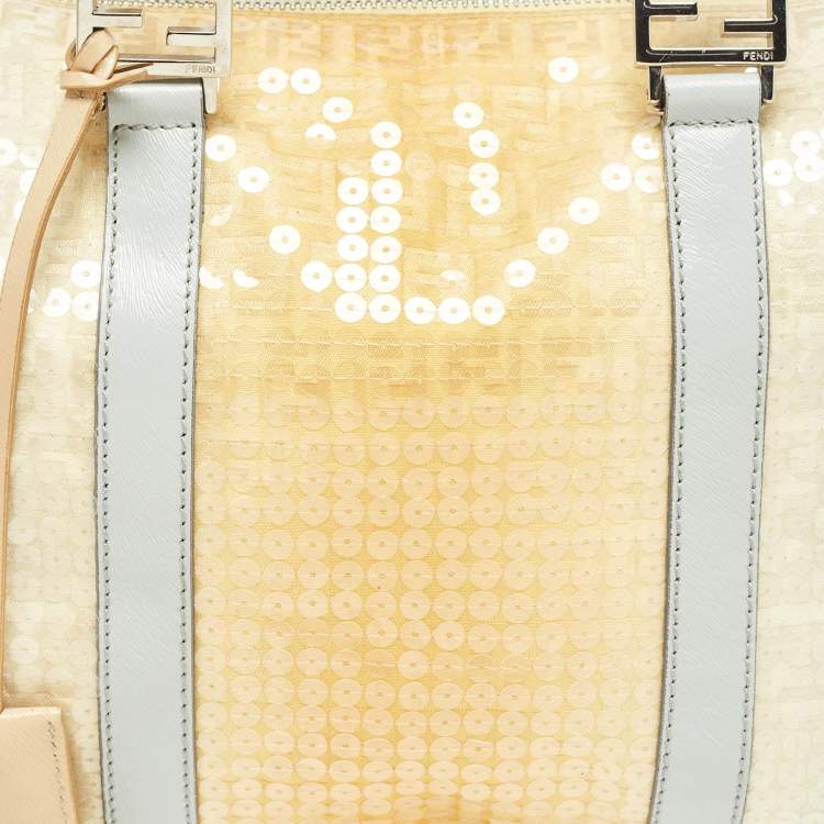 Pre Owned Fendi Ombre Yellow Zucchino Fabric and Leather Small Forever Bauletto Bag