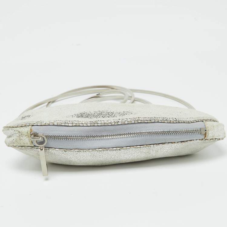 Pre Owned Fendi Silver Suede Rings Clutch