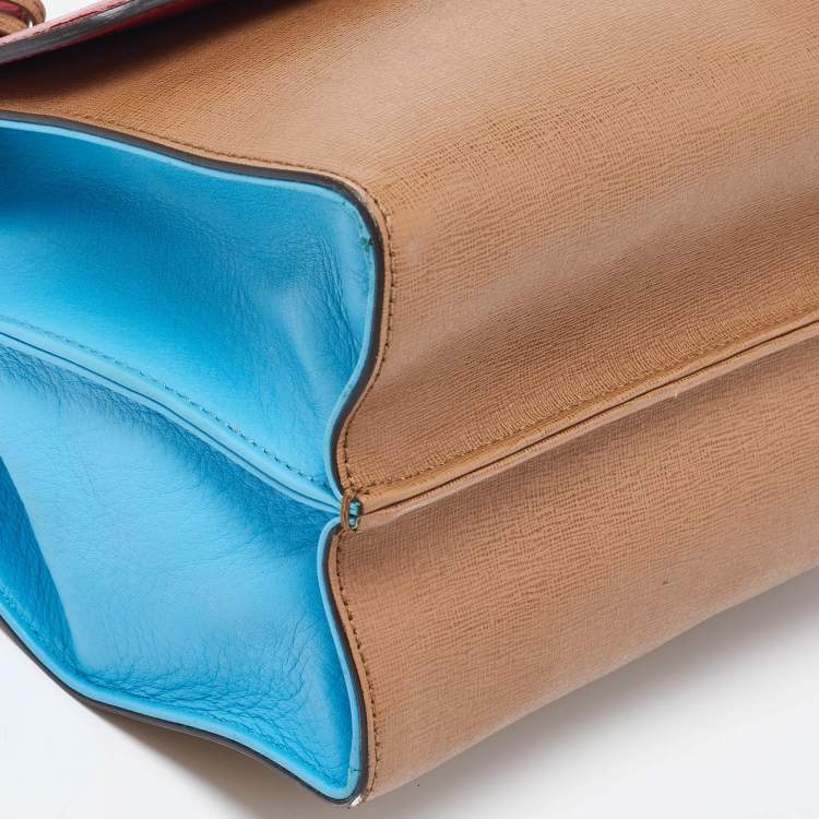 Pre Owned Fendi Tri Color Leather Small Demi Jour Top Handle Bag