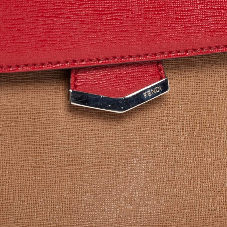 Pre Owned Fendi Tri Color Leather Small Demi Jour Top Handle Bag