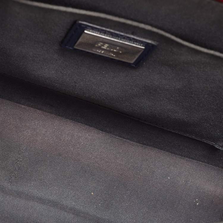 Pre Owned Fendi Tri Color Leather Small Demi Jour Top Handle Bag