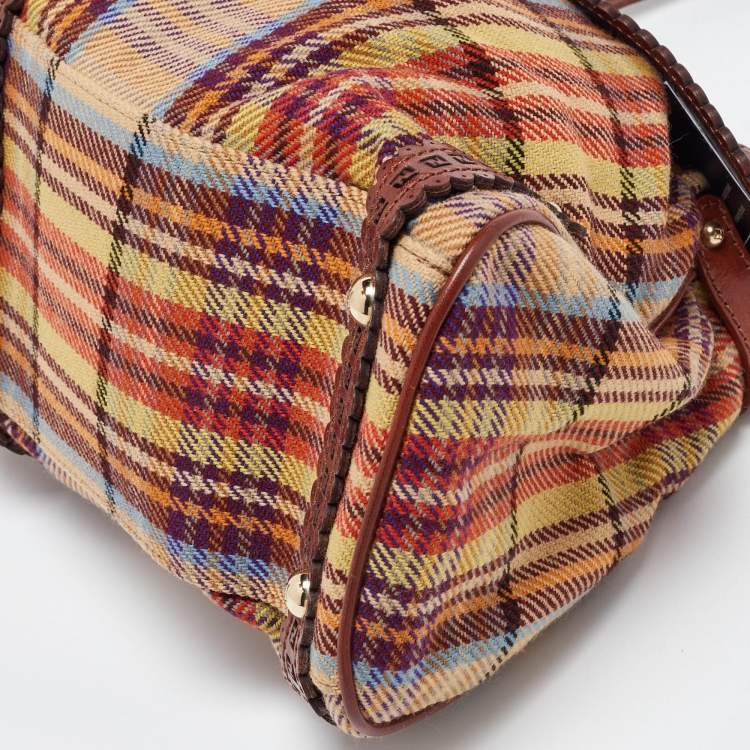 مملوكة مسبقًا Fendi Multicolor Wool Fabric and Leather Small Magic Top Handle Bag