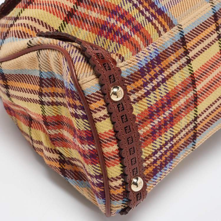 مملوكة مسبقًا Fendi Multicolor Wool Fabric and Leather Small Magic Top Handle Bag