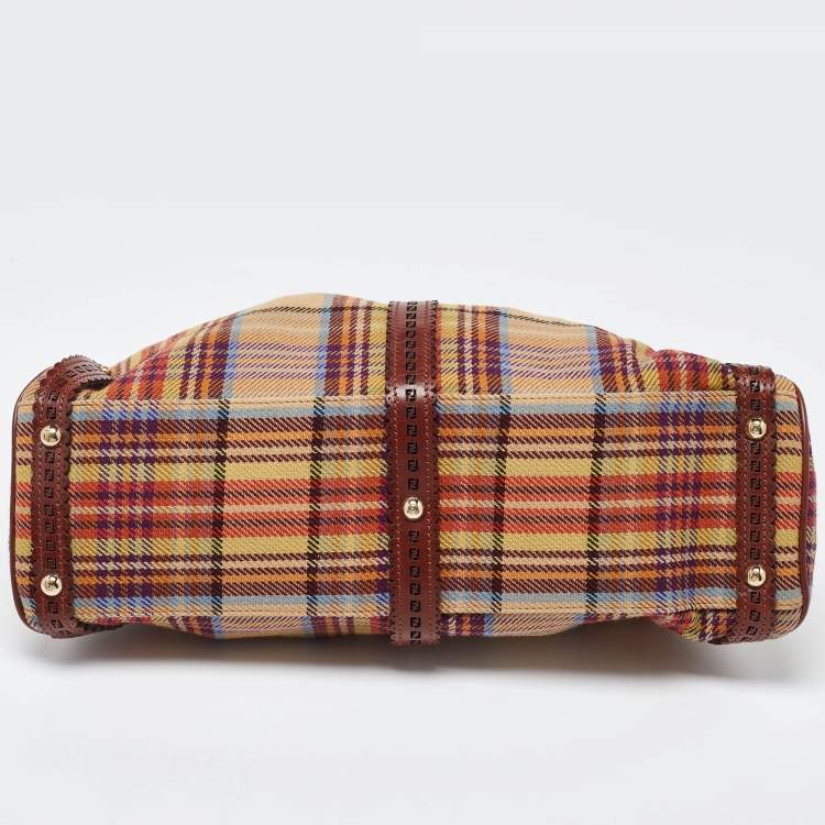 مملوكة مسبقًا Fendi Multicolor Wool Fabric and Leather Small Magic Top Handle Bag