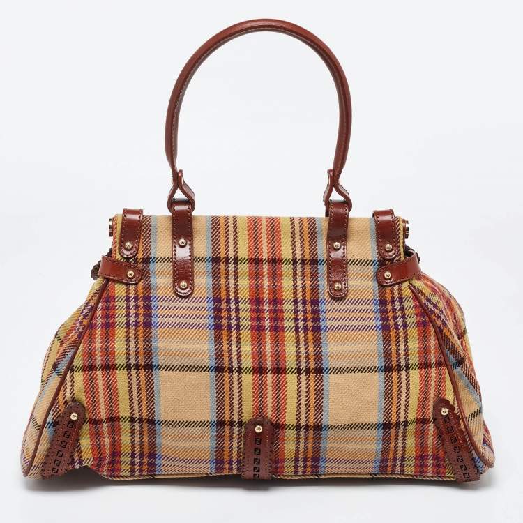 مملوكة مسبقًا Fendi Multicolor Wool Fabric and Leather Small Magic Top Handle Bag