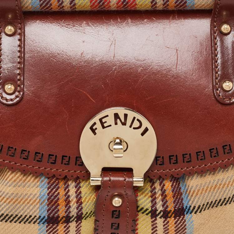مملوكة مسبقًا Fendi Multicolor Wool Fabric and Leather Small Magic Top Handle Bag