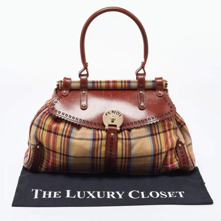 مملوكة مسبقًا Fendi Multicolor Wool Fabric and Leather Small Magic Top Handle Bag