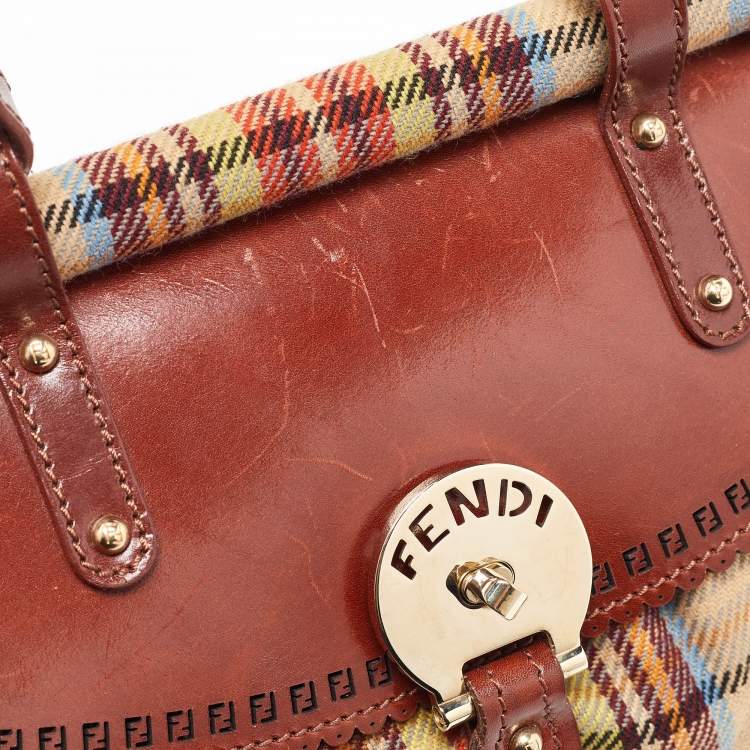 مملوكة مسبقًا Fendi Multicolor Wool Fabric and Leather Small Magic Top Handle Bag