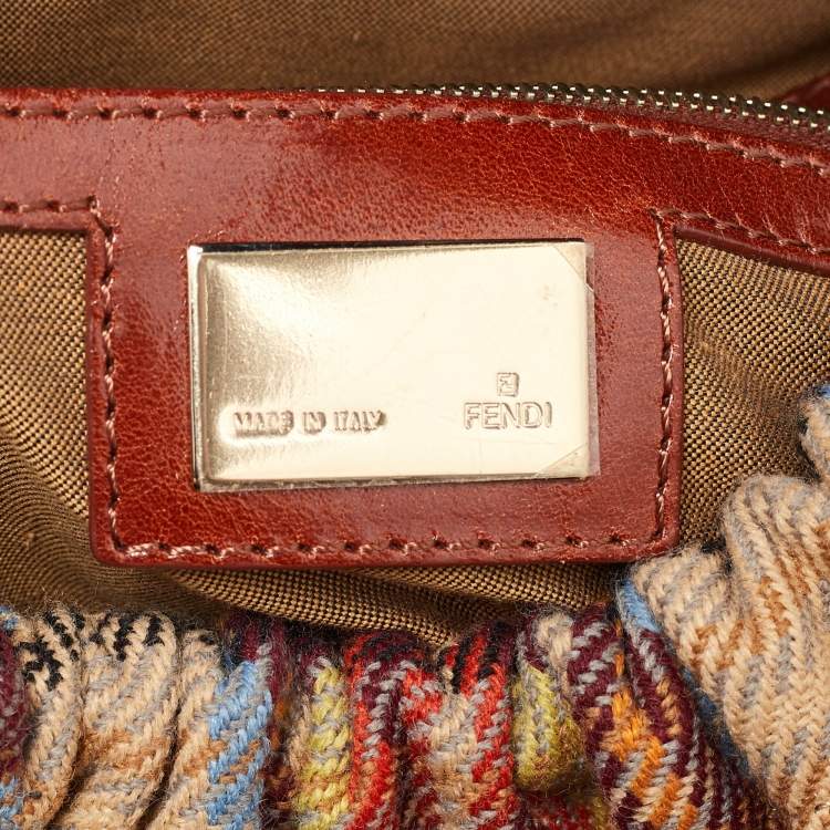 مملوكة مسبقًا Fendi Multicolor Wool Fabric and Leather Small Magic Top Handle Bag