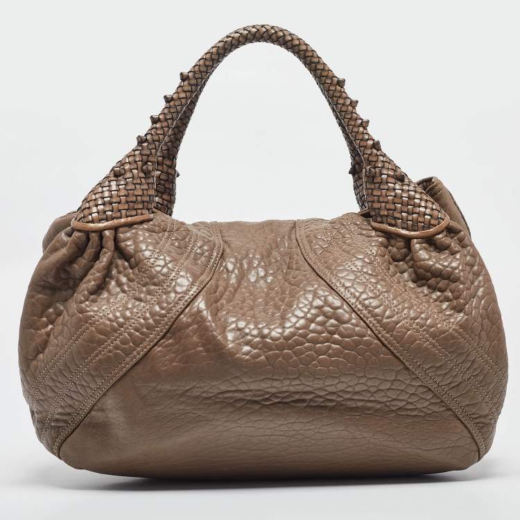 Pre Owned Fendi Grey Leather Spy Hobo