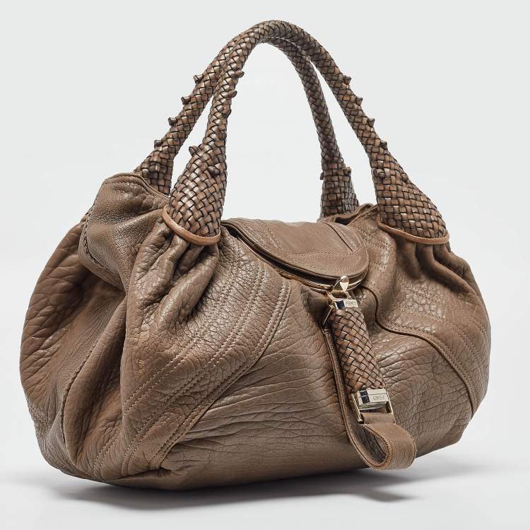 Pre Owned Fendi Grey Leather Spy Hobo