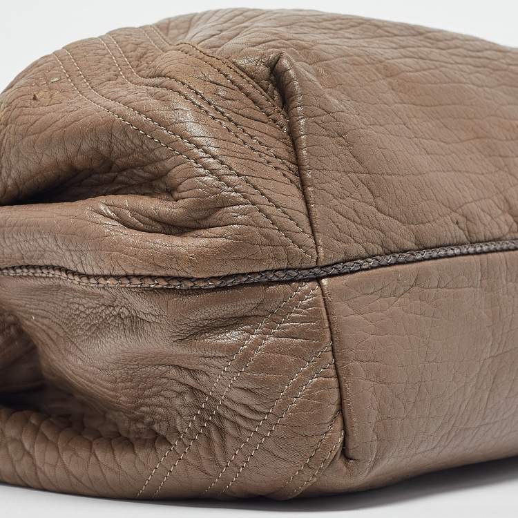 Pre Owned Fendi Grey Leather Spy Hobo