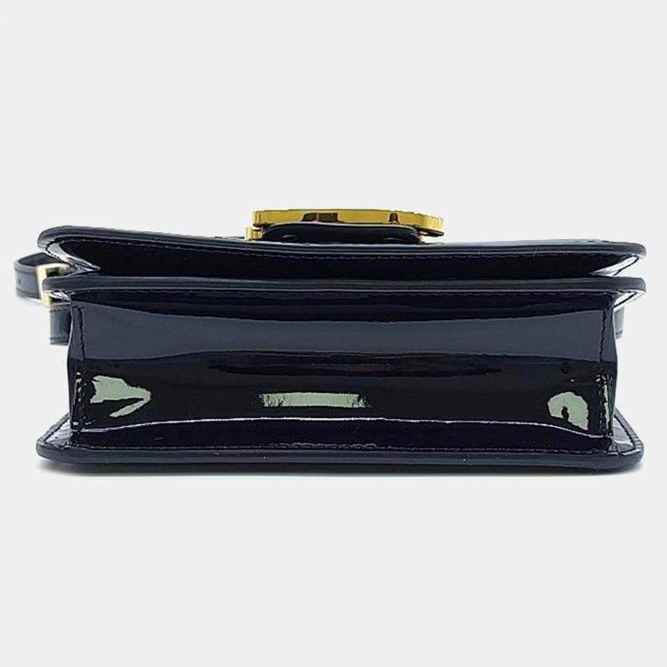 Pre Owned Fendi Black Patent Leather Karligraphy Small Crossbody Bag
