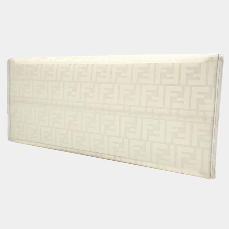Pre Owned Fendi White Zucca Canvas Runaway Large Bag