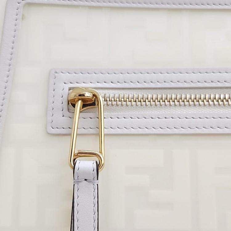 Pre Owned Fendi White Zucca Canvas Runaway Large Bag
