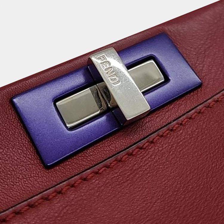Pre Owned Fendi Burgundy Leather Regular Monster Peekaboo Bag 